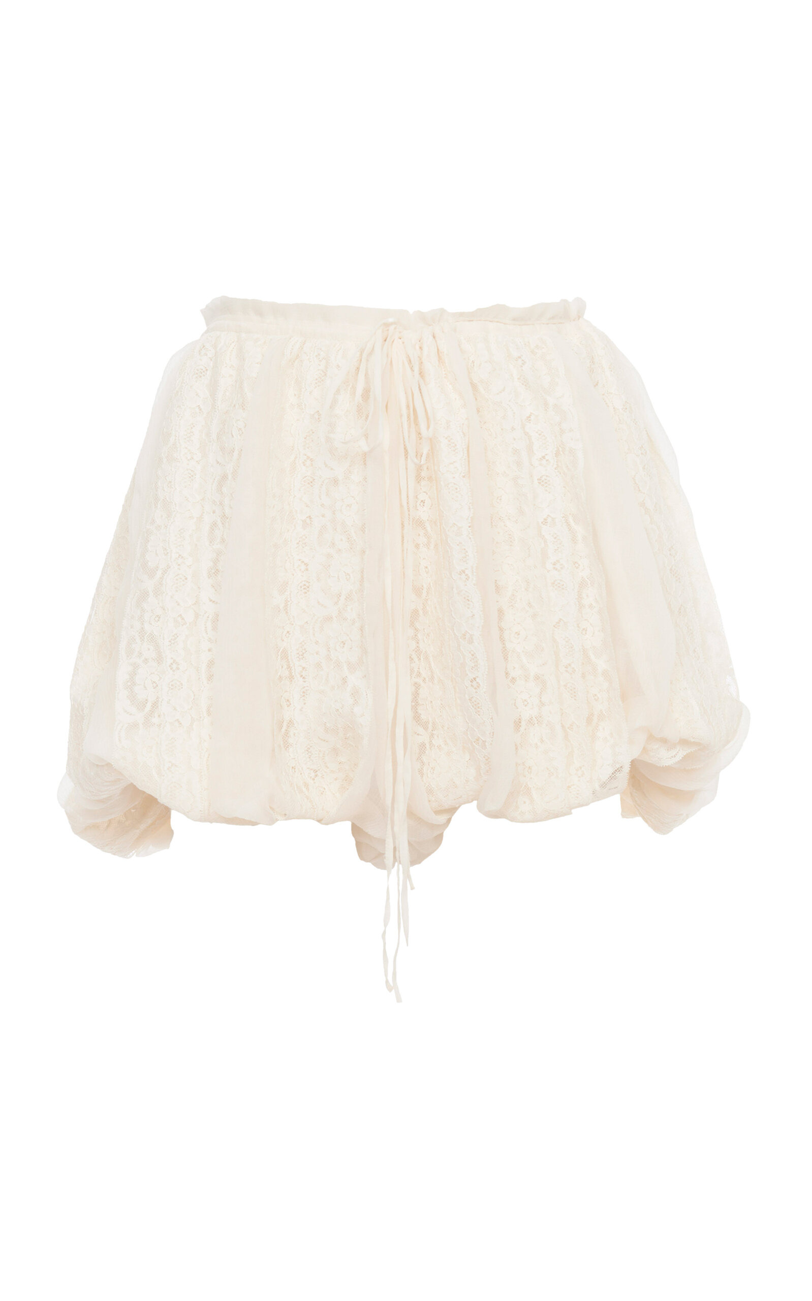 Lace-Paneled Organic Silk Mousseline Shorts white - 1