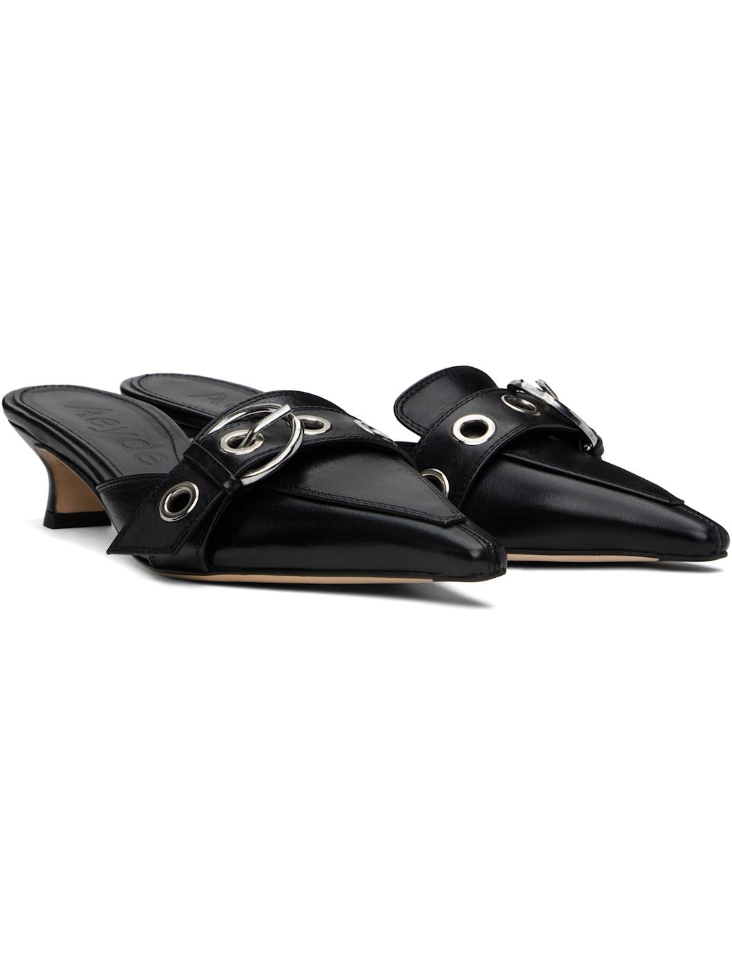 Black Daniella Nappa Leather Heels - 4