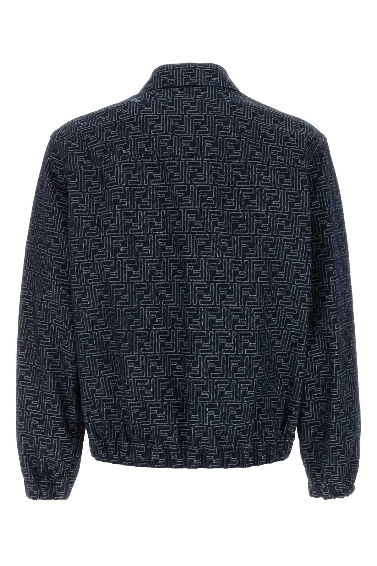 Fendi Men Embroidered Denim Bomber Jacket - 2