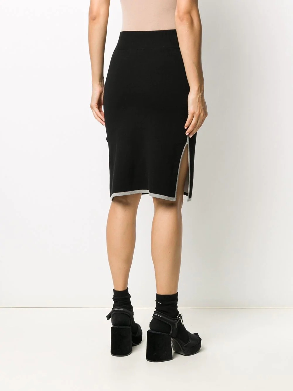 contrast-trim knitted skirt - 4