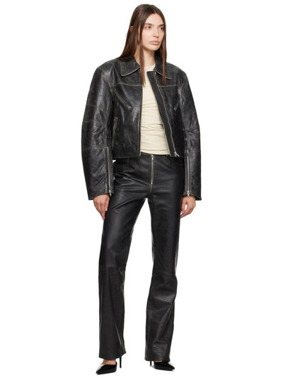 Helmut Lang Black 5-Pocket Leather Pants outlook