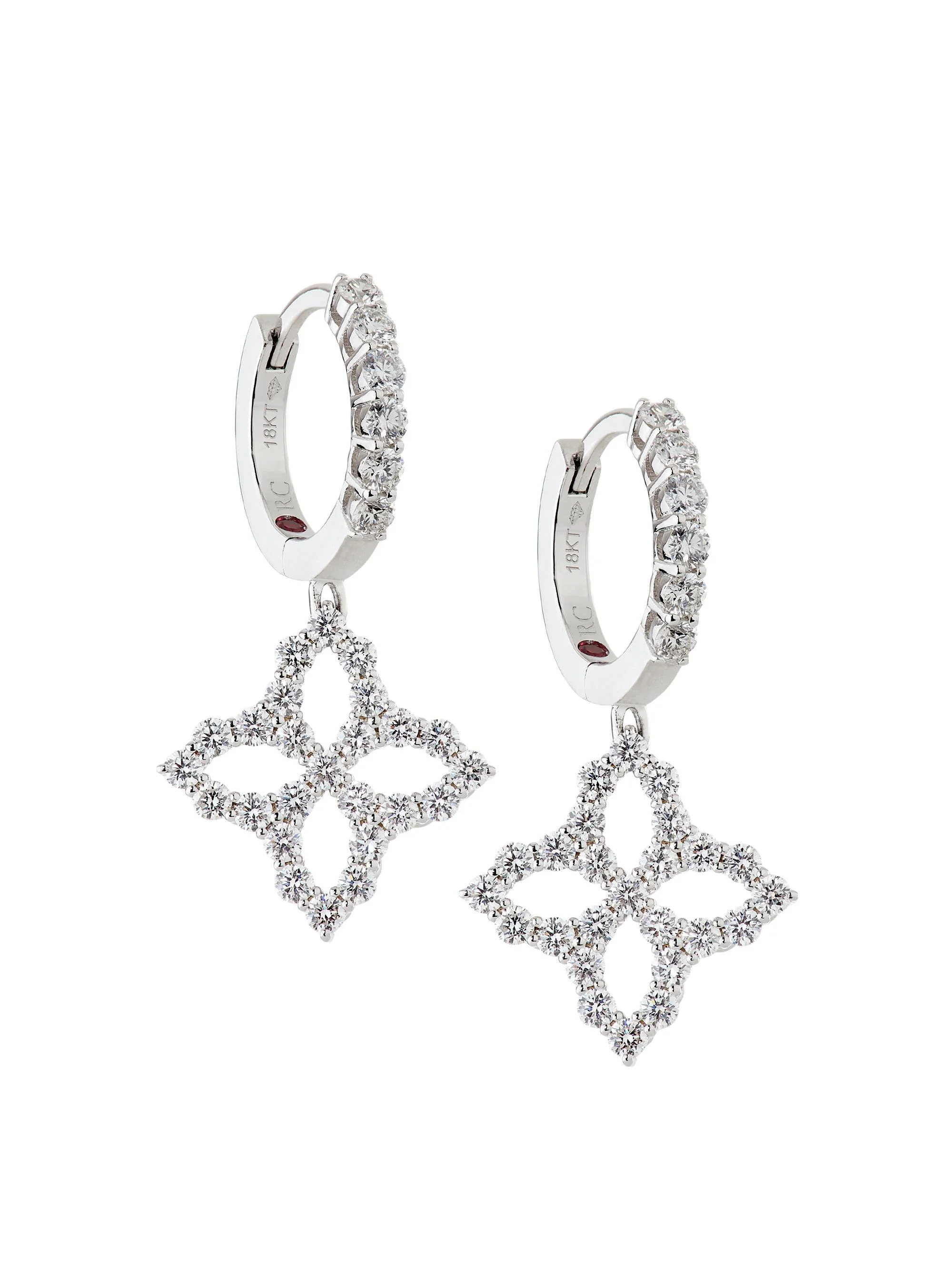 Women's Diamond Princess 18K White Gold & 1.37 TCW Diamond Hoop Earrings - White Gold - 1