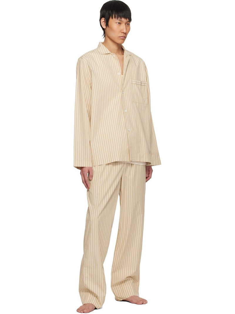 TEKLA Tan & Beige Poplin Long-Sleeved Pyjama Shirt outlook