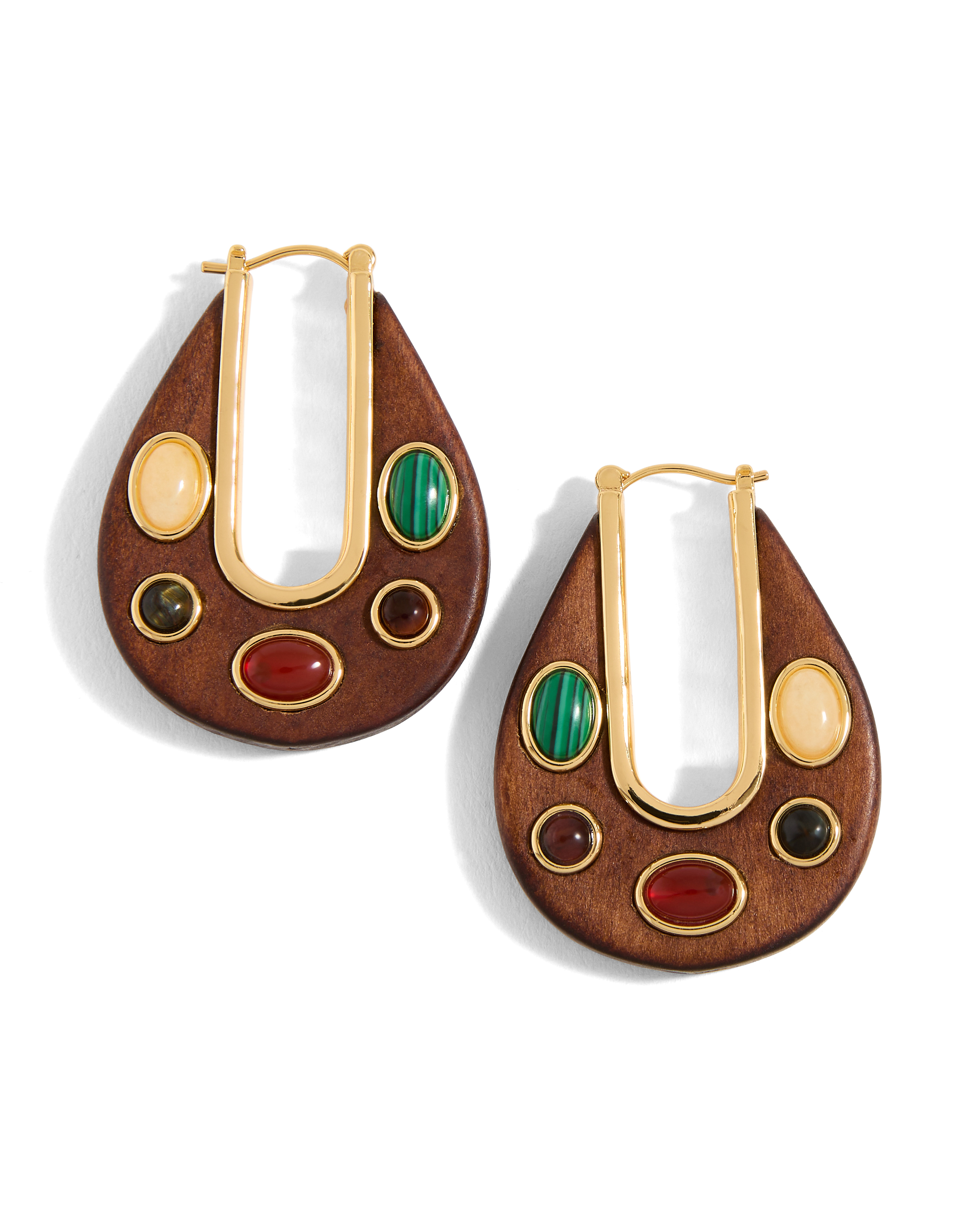 WOOD EMBELLISHED DROP HOOP - 5