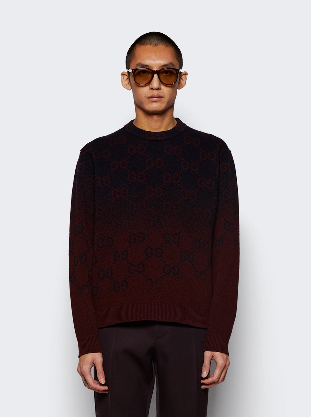 Jacquard Sweater Ink And Bordeaux - 3