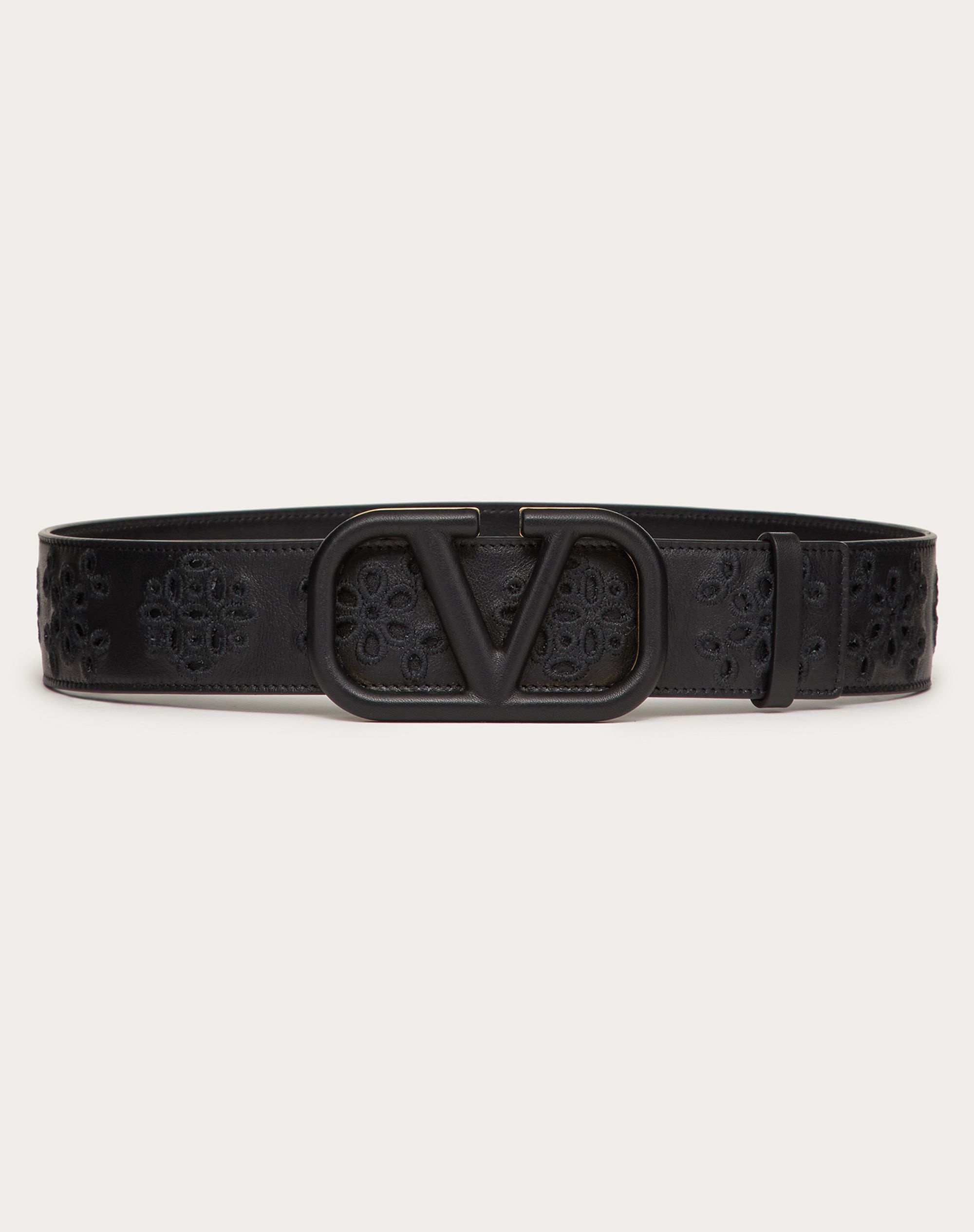 VLOGO SIGNATURE BELT IN CALFSKIN WITH SAN GALLO EMBROIDERY 40 MM - 1