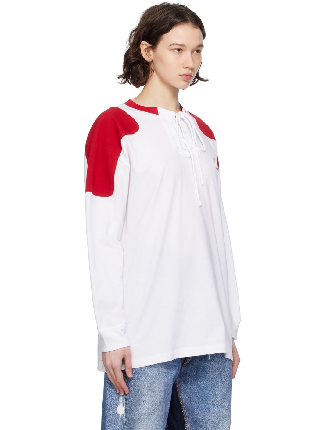 White Self-Tie Long Sleeve T-Shirt - 2