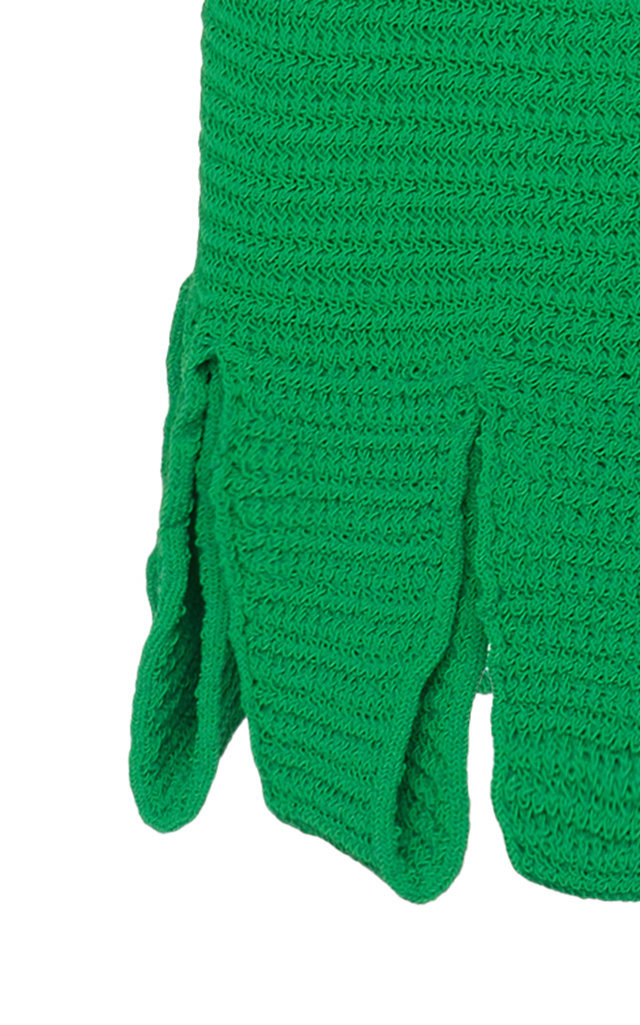 Carwash-Hem Cotton-Blend Mesh Mini Dress green - 4