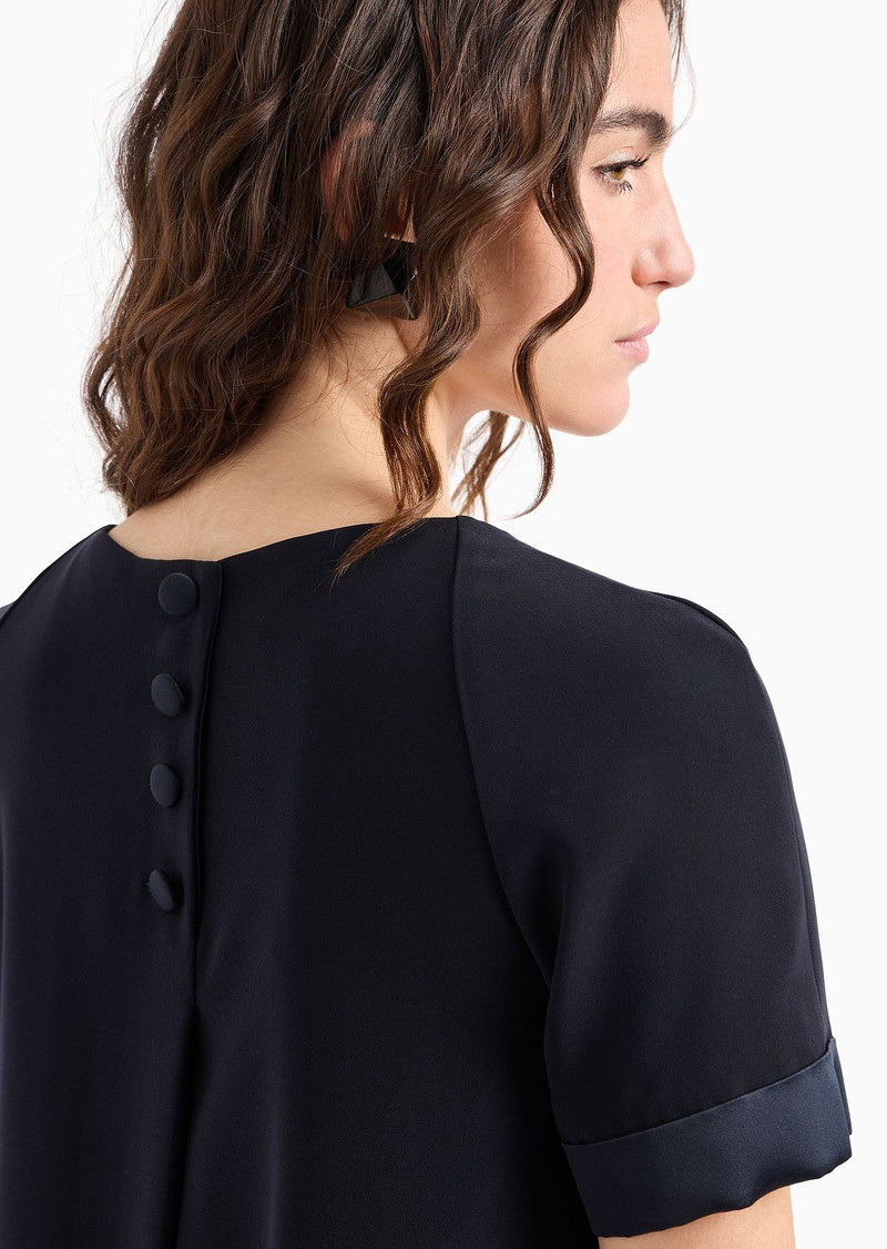 Tech cady flared dress with satin insert 4