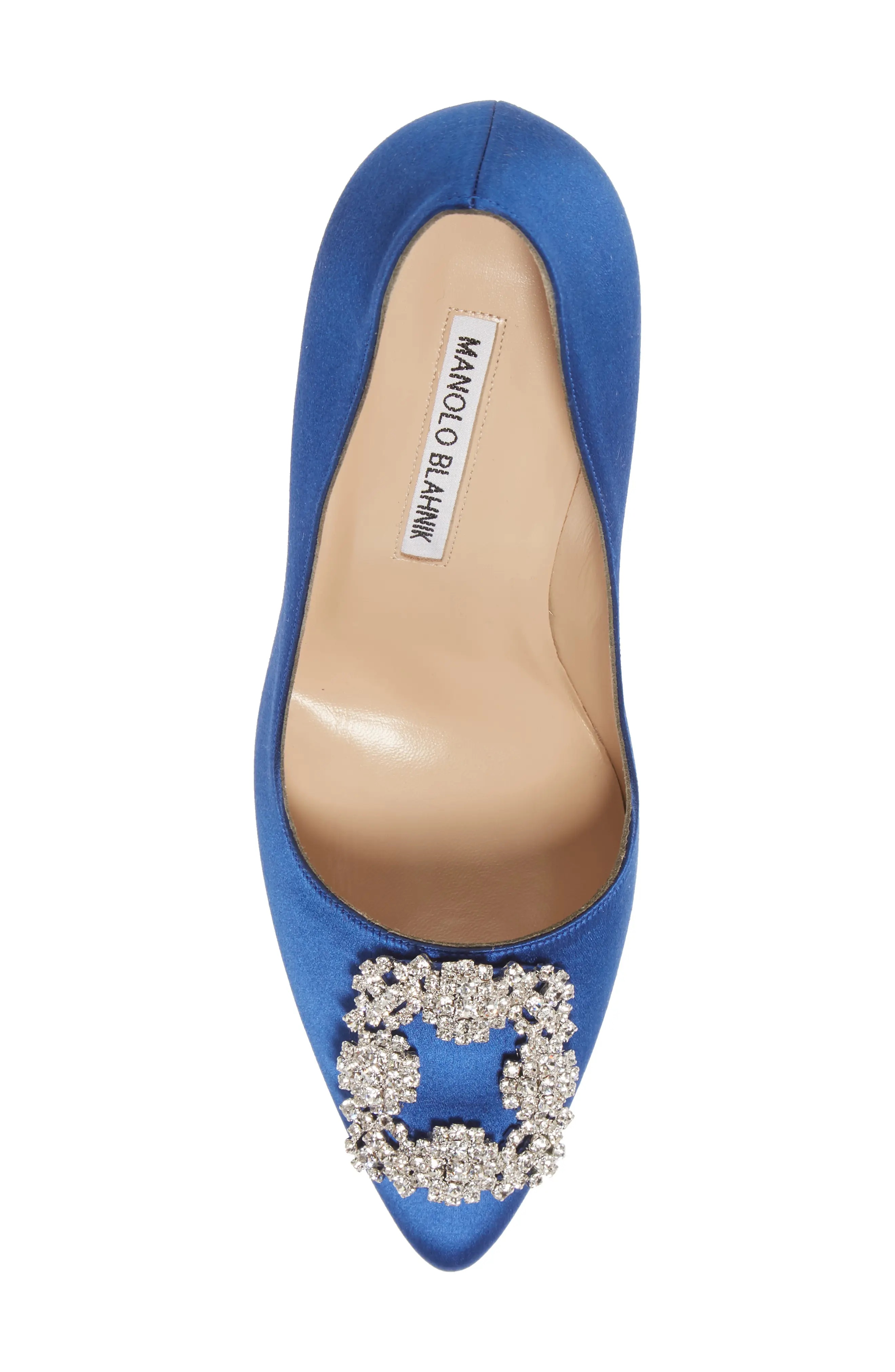 Hangisi Pointed Toe Pump in Blue Satin/Clear - 5