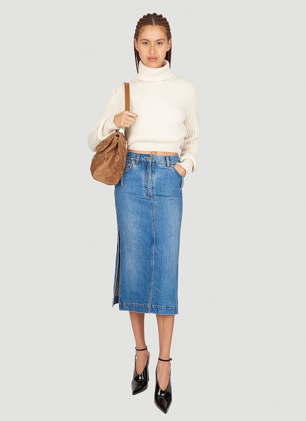 Denim Midi Skirt - 2
