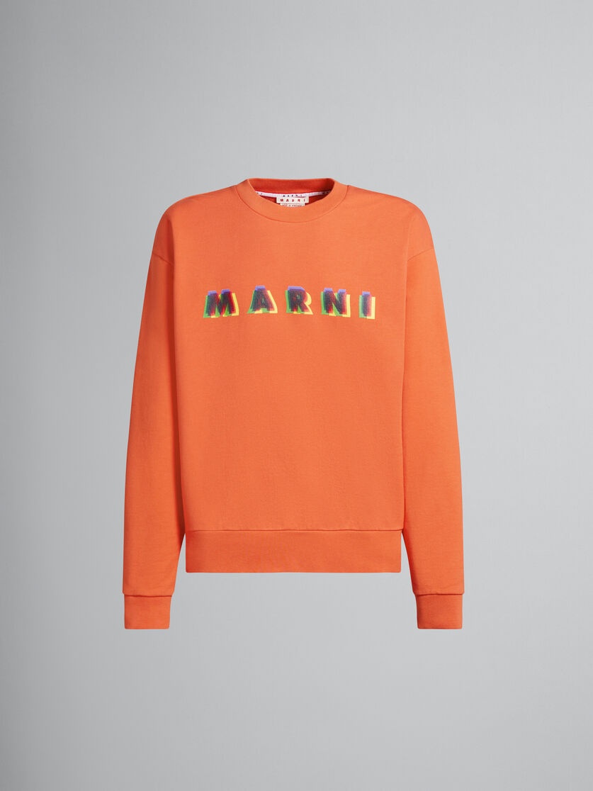 ORANGE COTTON SWEATSHIRT WITH 3D MARNI PRINT - 1