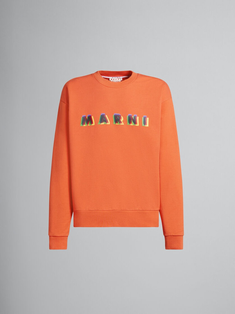 ORANGE COTTON SWEATSHIRT WITH 3D MARNI PRINT 1