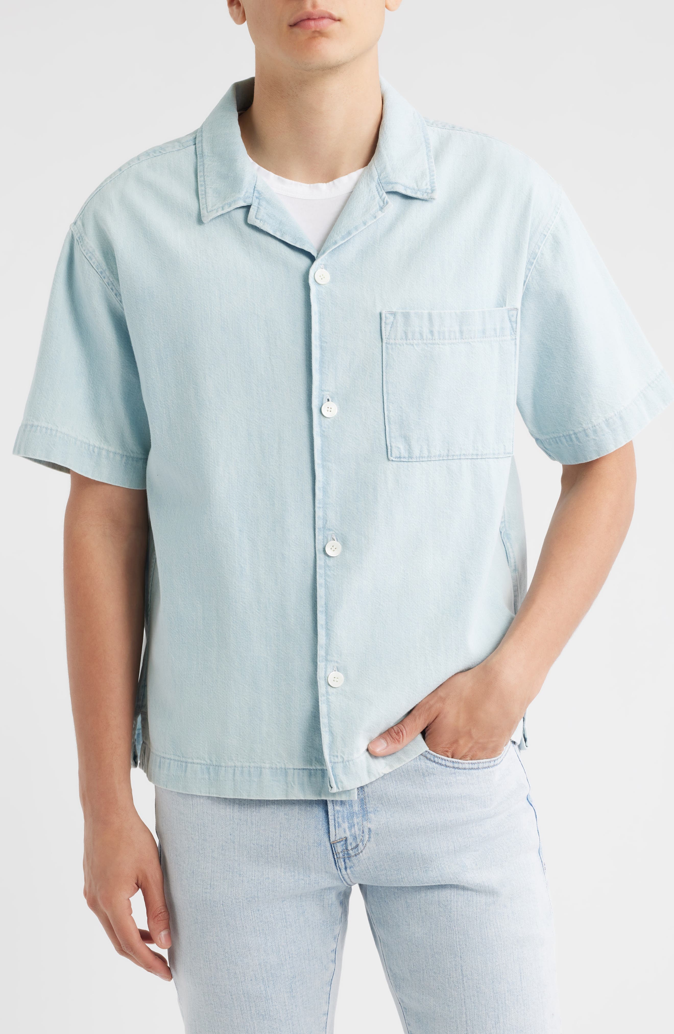 FRAME Chambray Camp Shirt in Harbor City at Nordstrom - 4