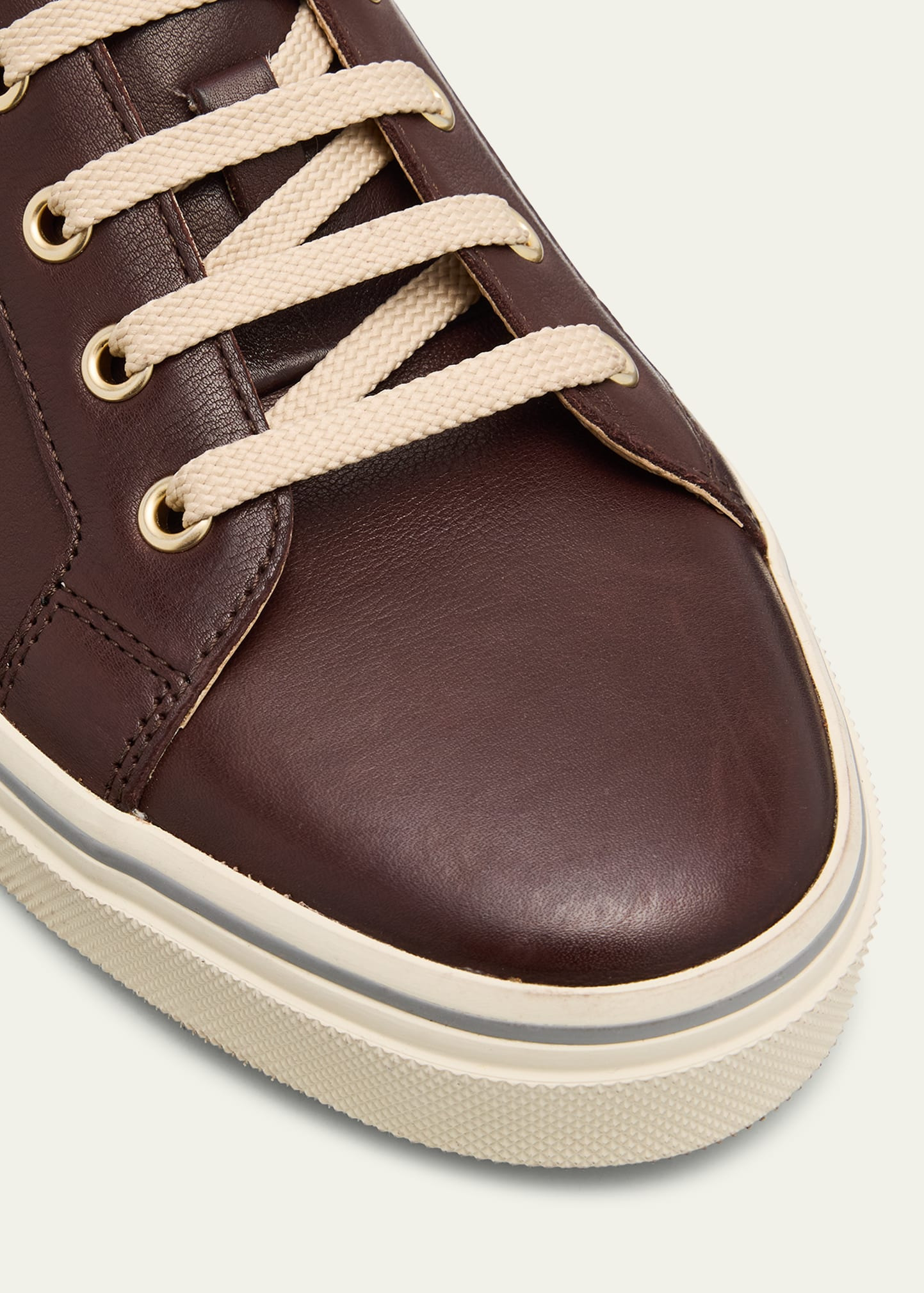 Men's Vulcanized-Sole Leather Low-Top Sneakers - 6
