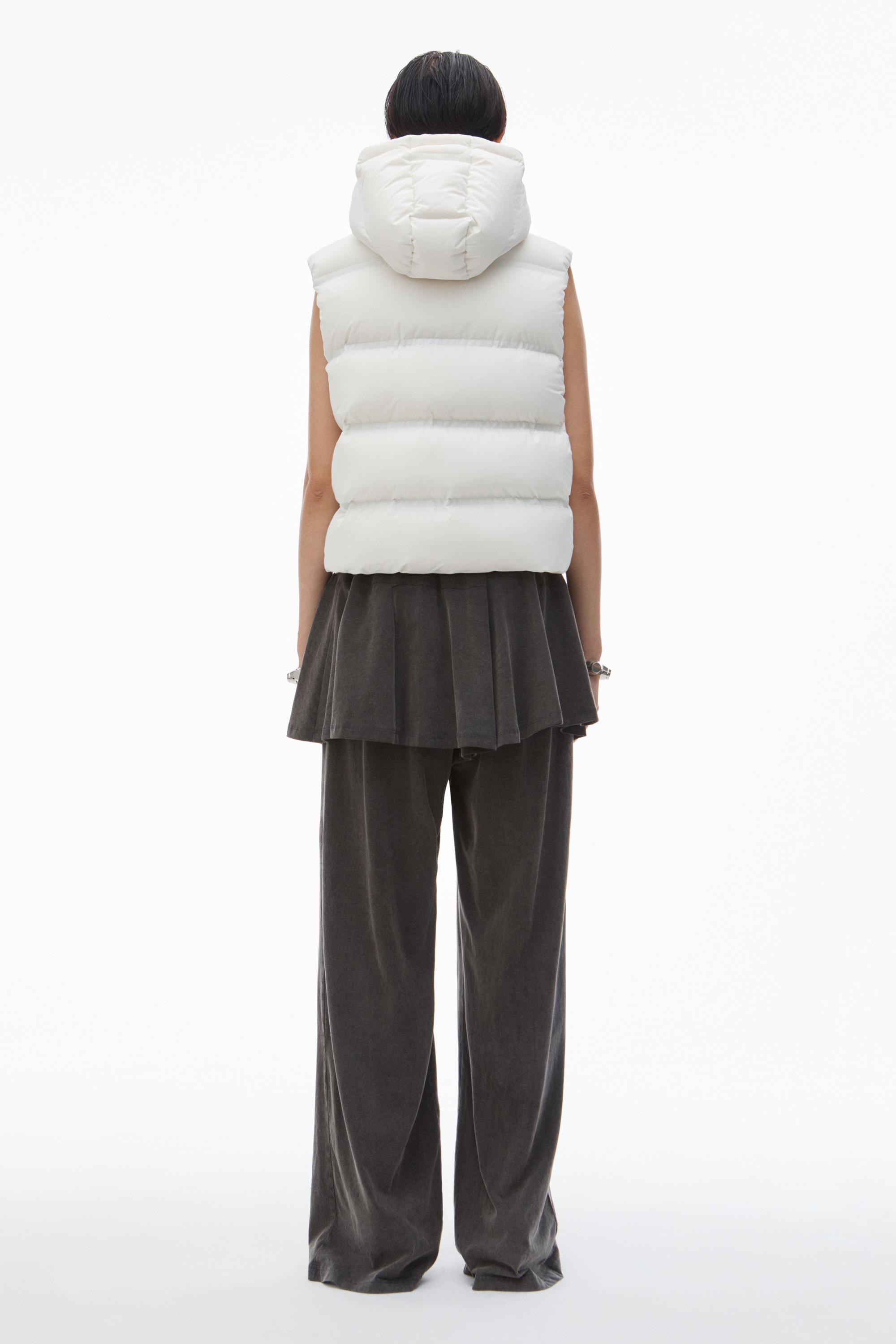 cropped channel vest in feather & down - 5