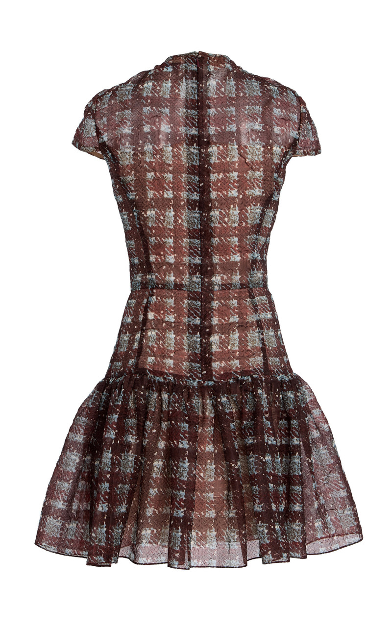 Textured Tartan Silk-Blend Mini Dress multi 5