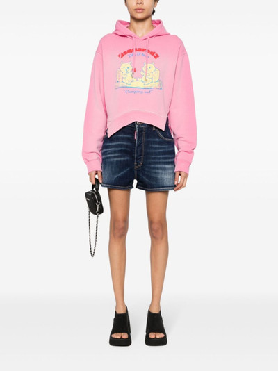 DSQUARED2 graphic-print cropped hoodie outlook