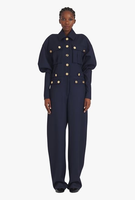 Navy blue wool jumpsuit - 4