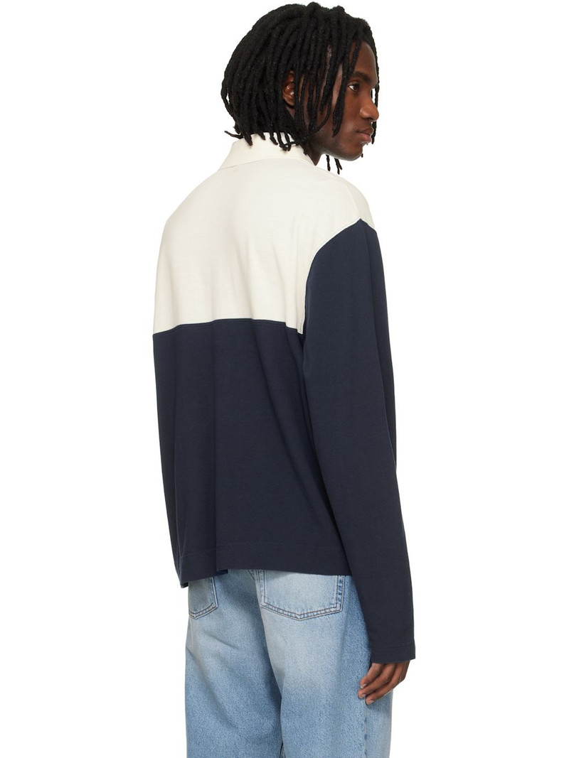 Off White & Navy Embroidery Boxy Fit Polo 3