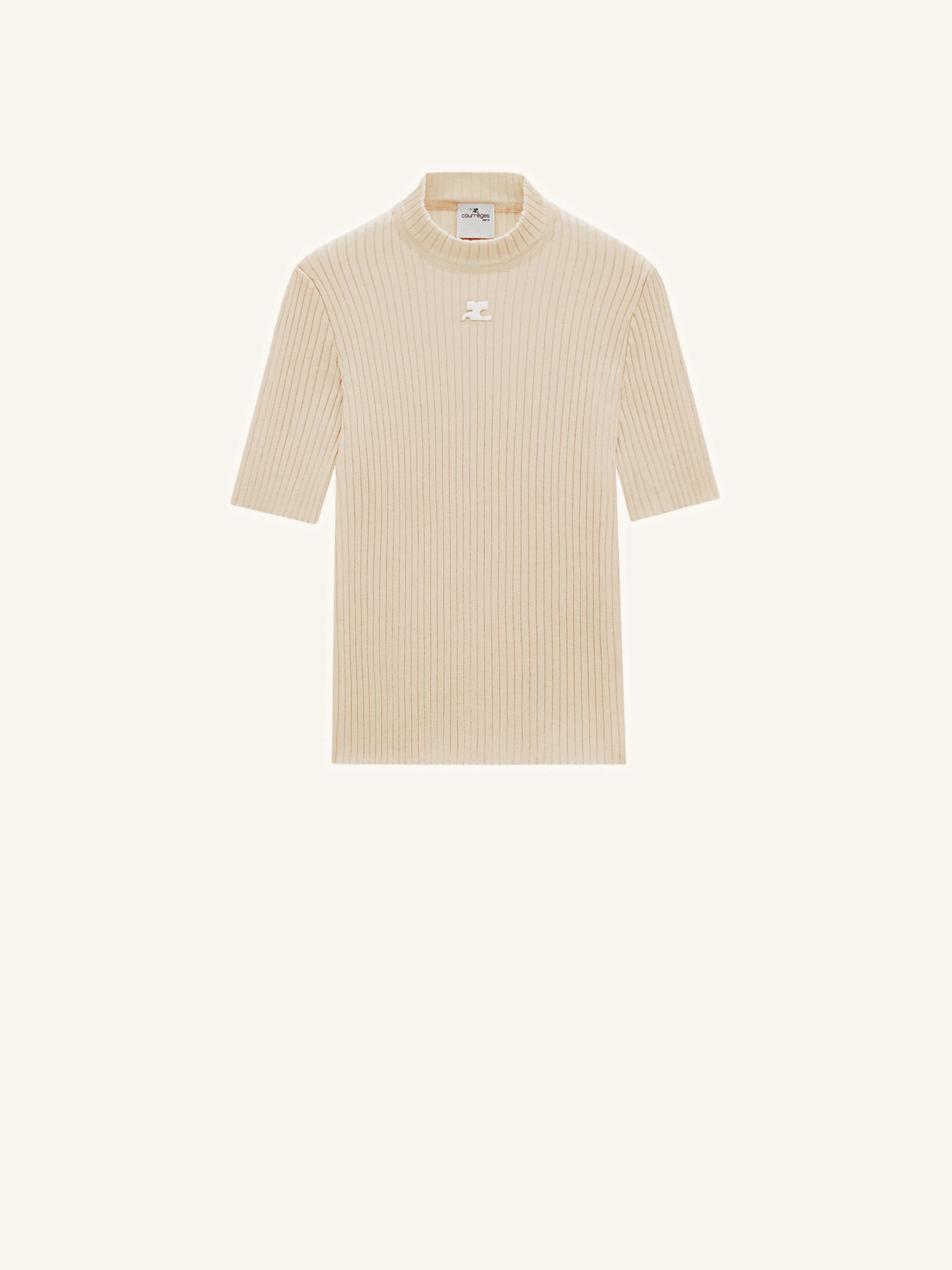 REEDITION SHORT SLEEVES RIB KNIT SWEATER - 1