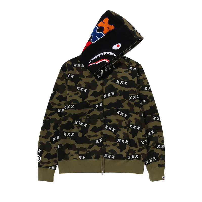 A BATHING APE® BAPE x God Selection XXX Shark Full Zip Hoodie 'Green' outlook