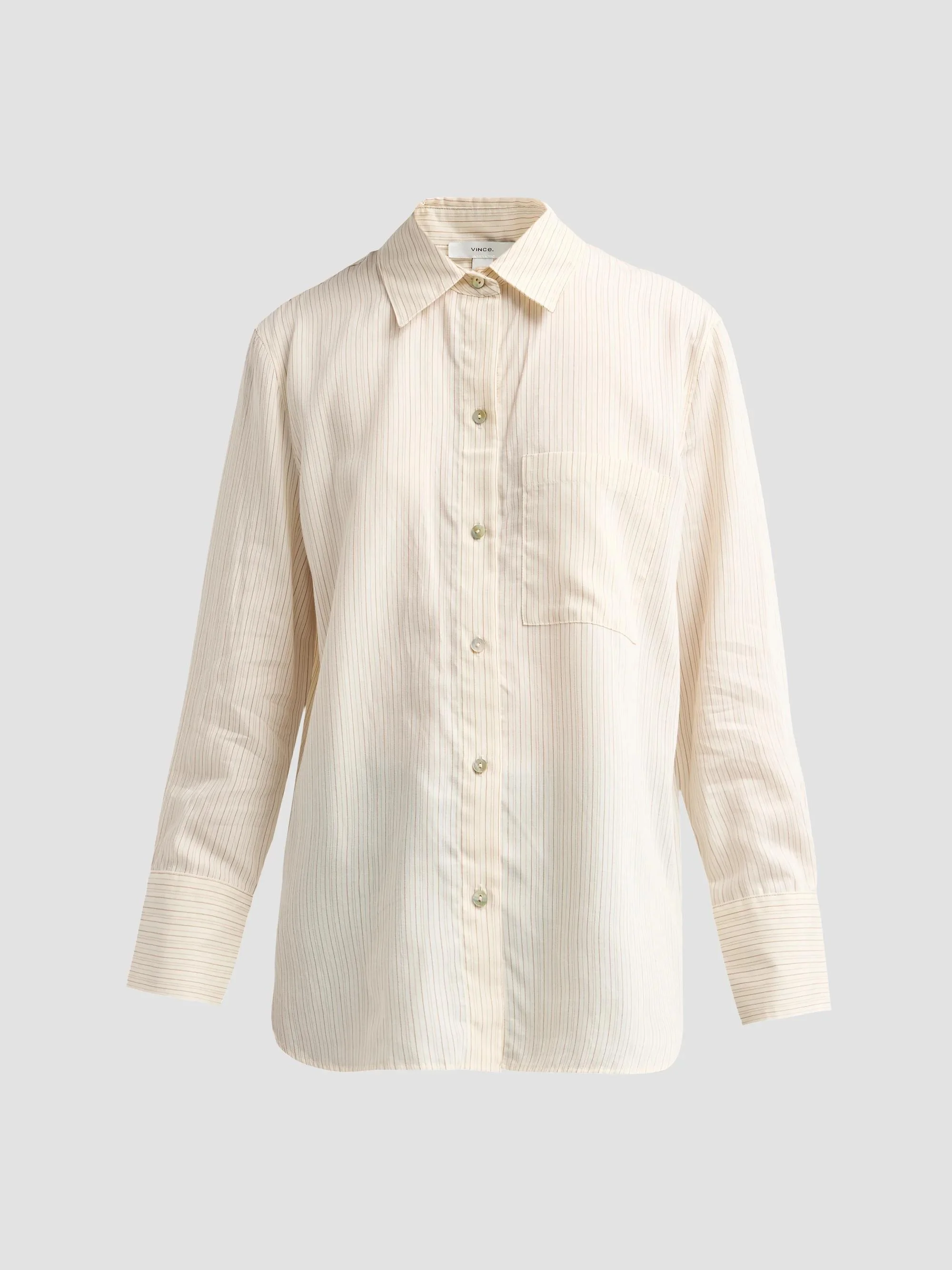 Women's Stripe Button-Front Shirt - Cream Brown - 1