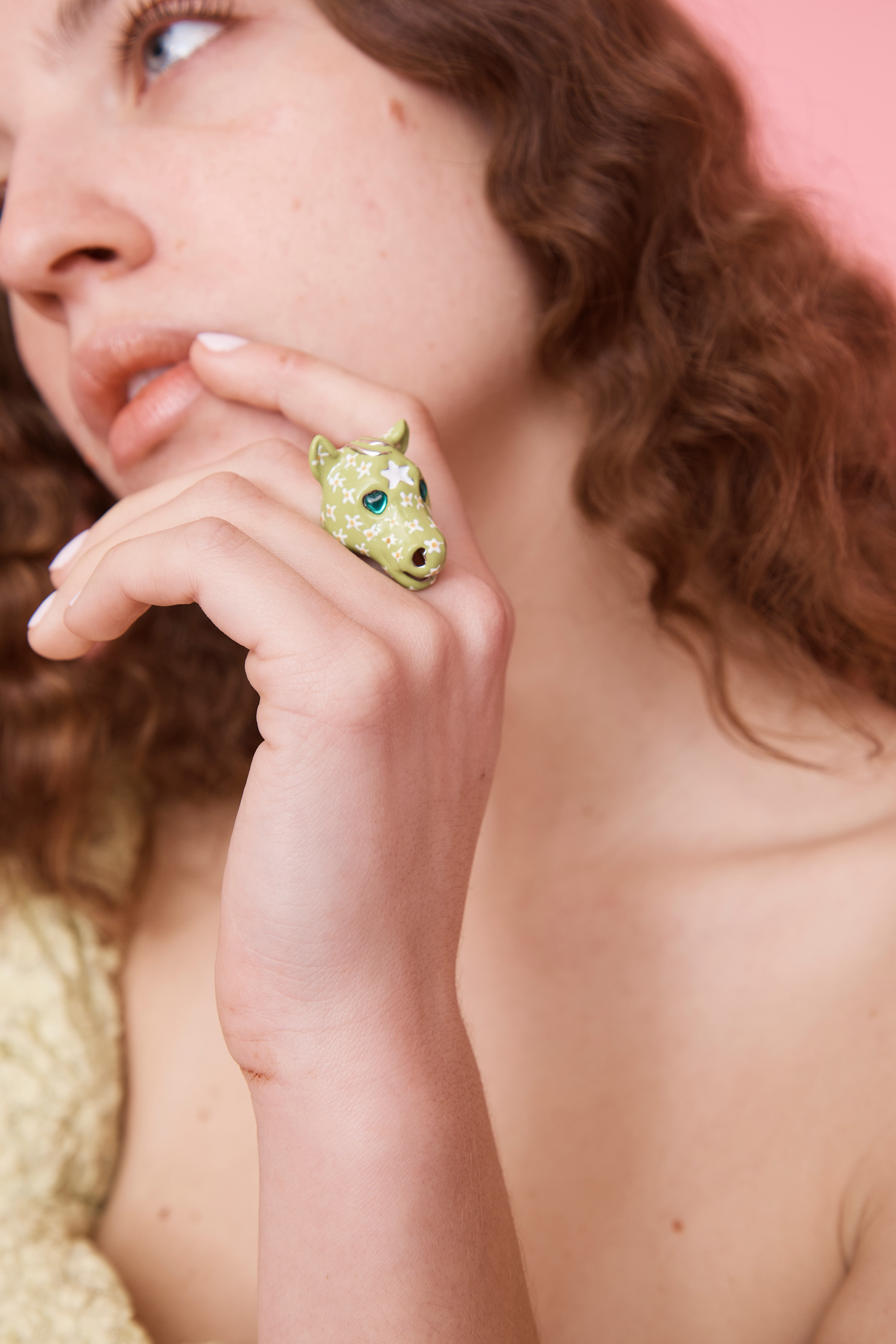 LIME FLOWERS BABY PONY RING - 2
