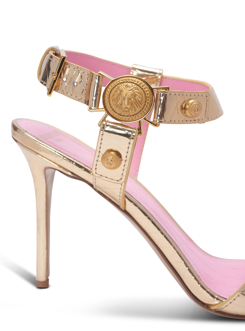 Eva sandals in mirrored leather with an embossed grid motif 5