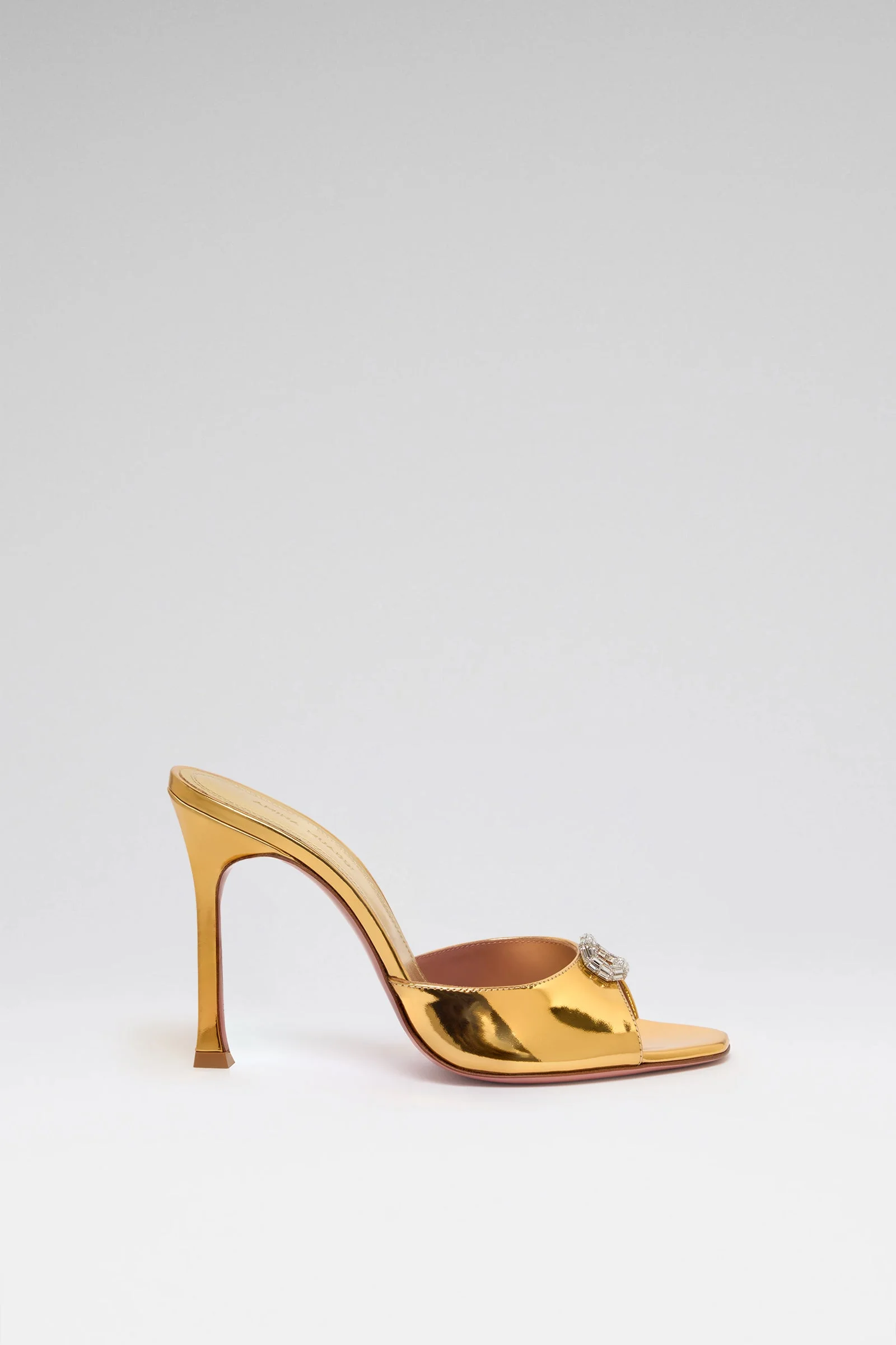MINI CAMELIA SLIPPER 105 GOLD MIRROR AND WHITE CRYSTAL BUCKLE - 1