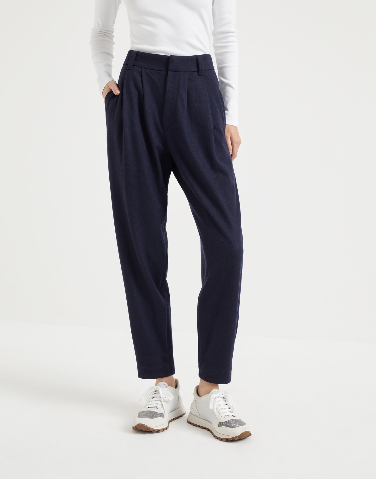 Cashmere jersey tailored trousers - 1