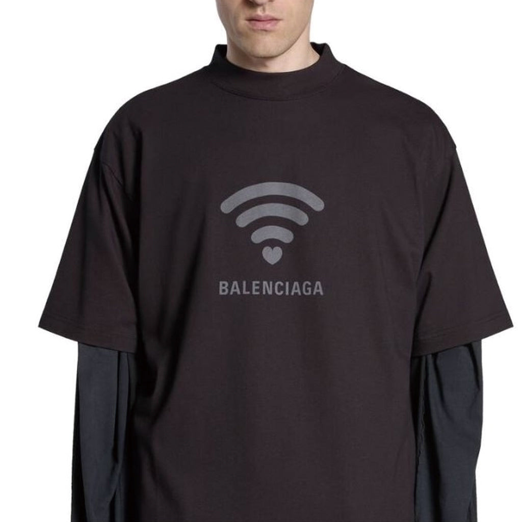 (WMNS) Balenciaga Lo_ve T-shirt 'Black Grey' 764235TQVK21576 - 6