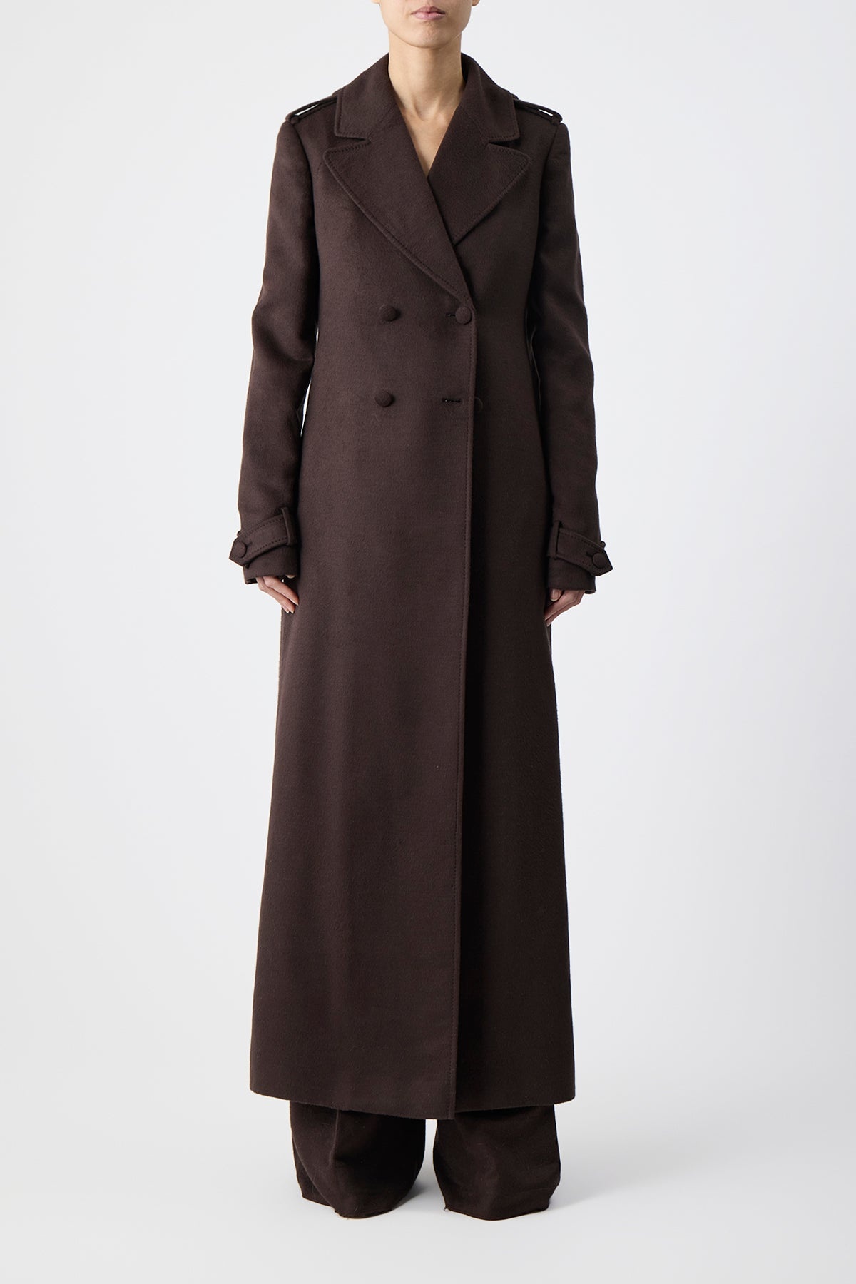 Houstt Trench Coat in Chocolate Winter Silk - 2