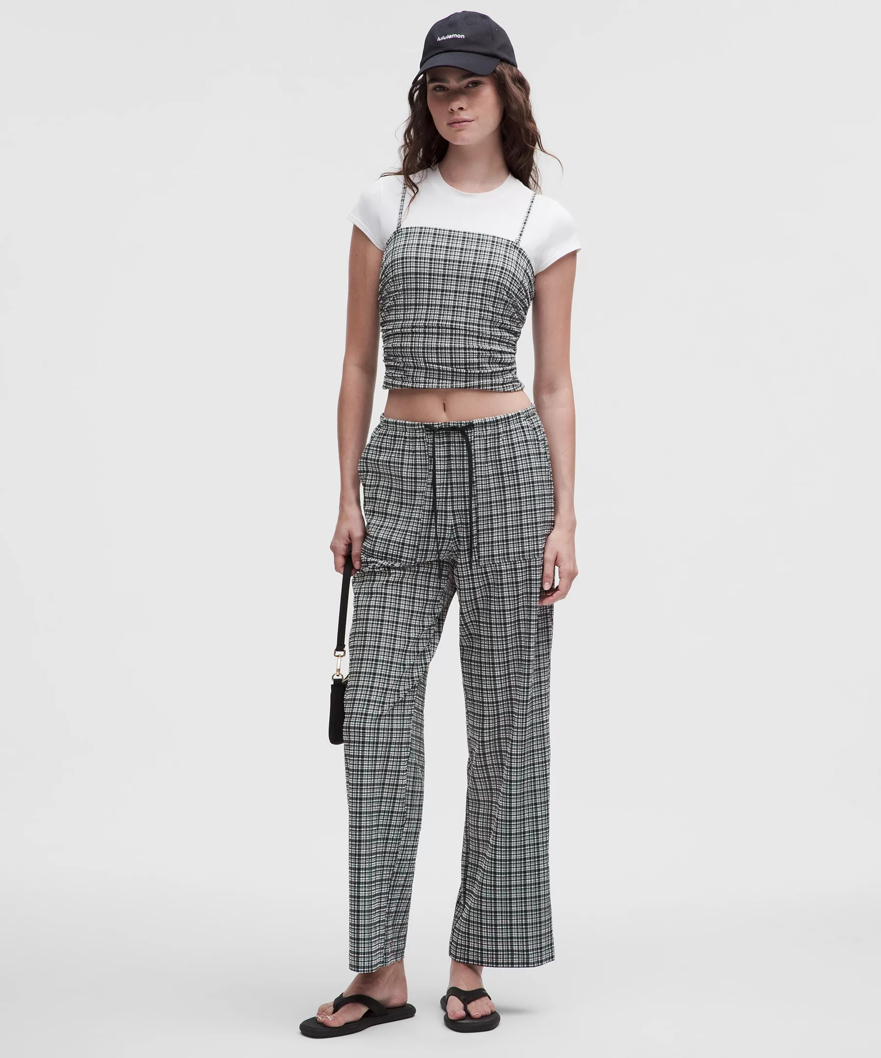 Seersucker Check Strappy Tank Top - 3