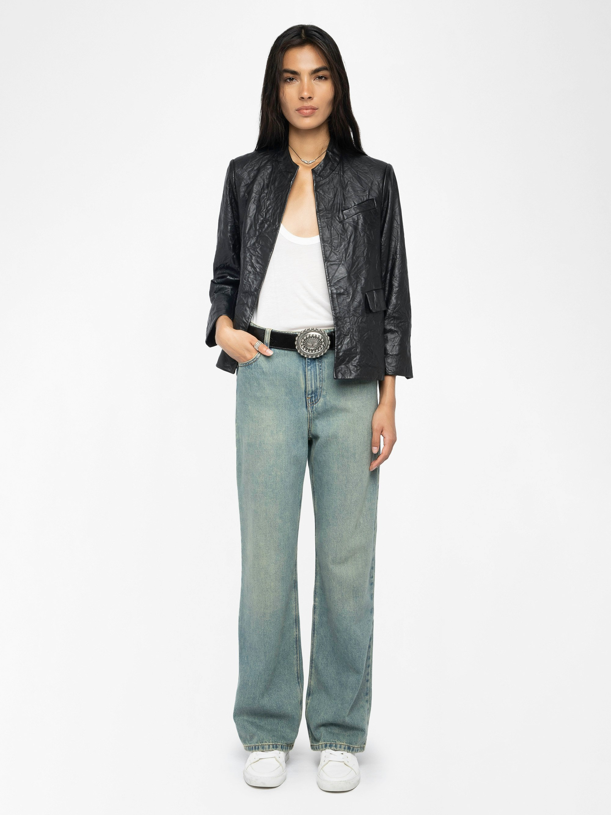 Veryn Crinkled Leather Blazer - 2