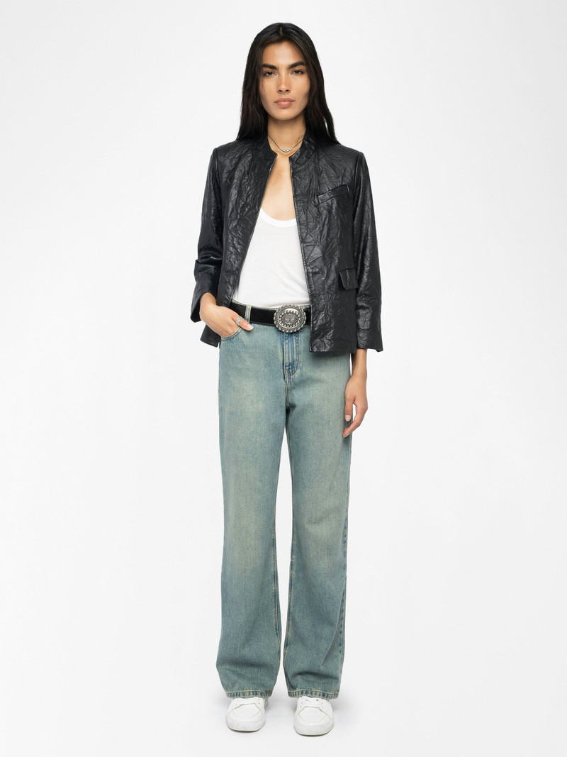 Zadig & Voltaire Veryn Crinkled Leather Blazer outlook