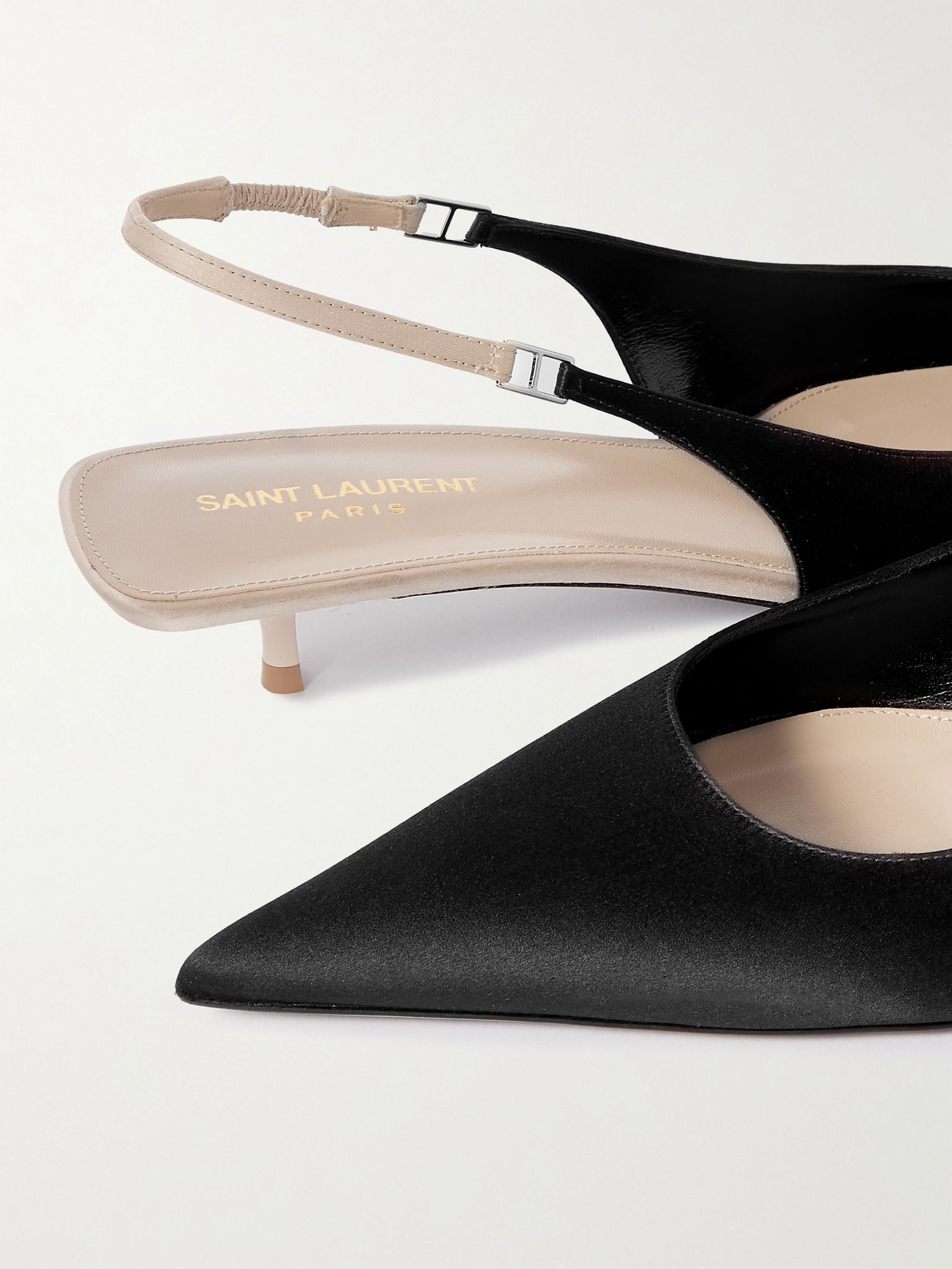 Cherish two-tone satin slingback pumps Black - 4