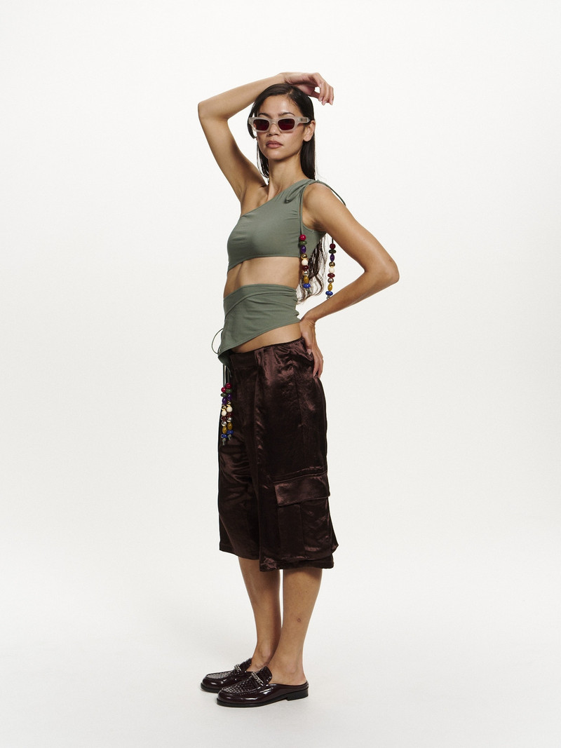 SATIN CARGO SHORTS 6