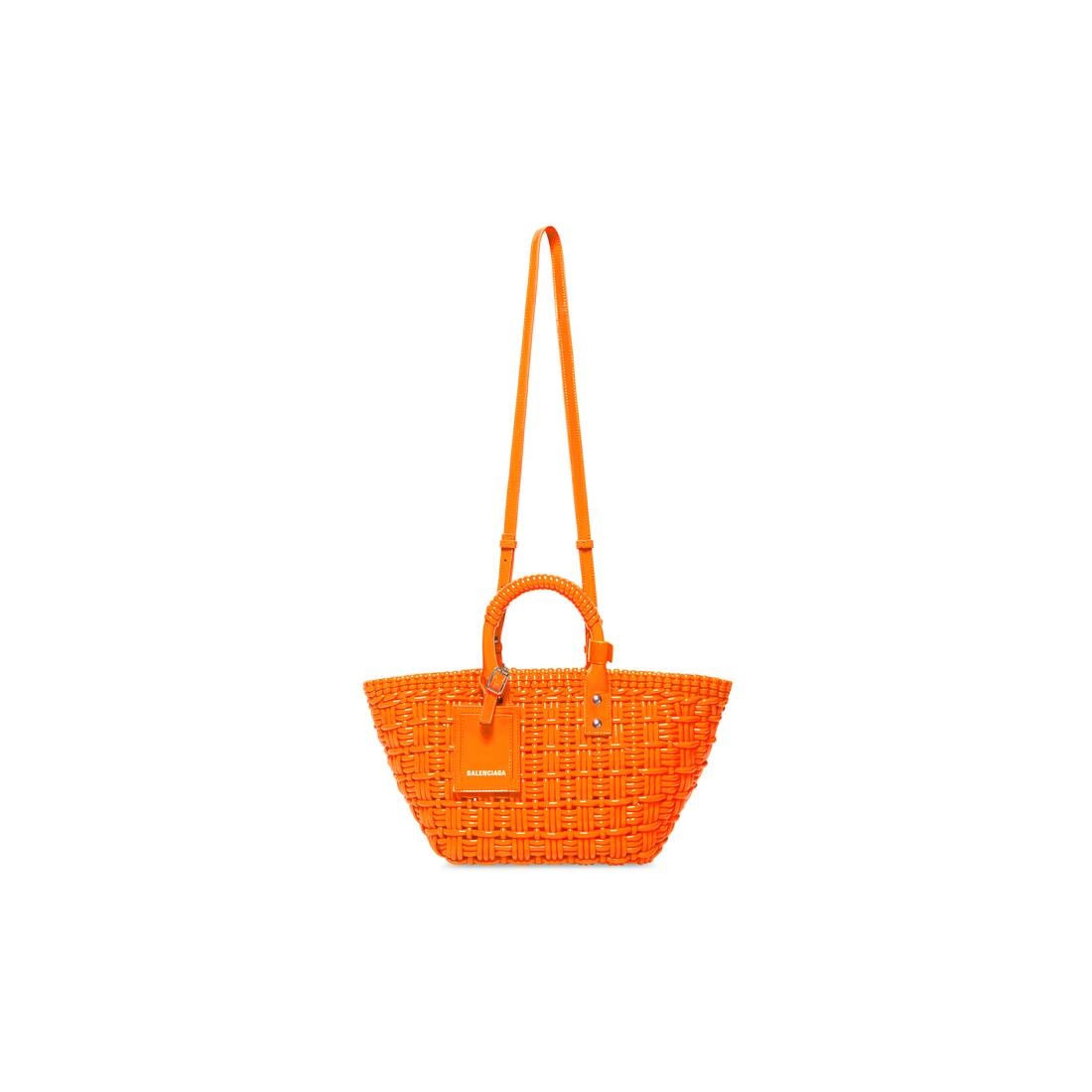 BALENCIAGA Women s Bistro Xs Basket With Strap in Fluo Orange REVERSIBLE