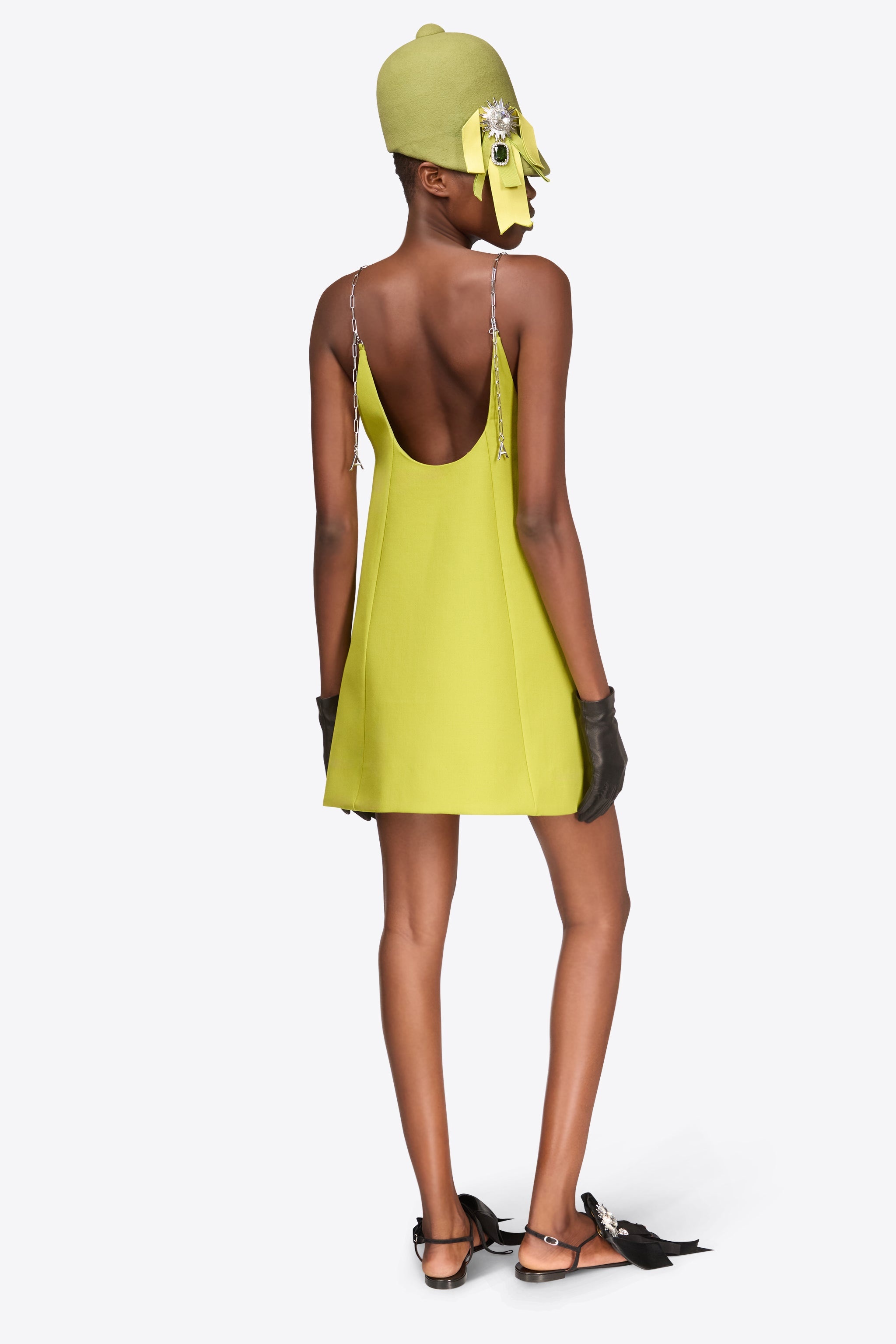 CRYSTAL EMBELLISHED BOW MINI DRESS - 5