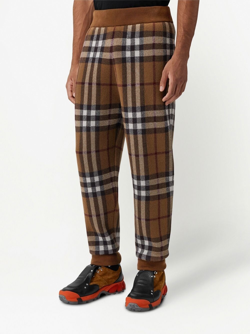 checked tapered track pants - 3