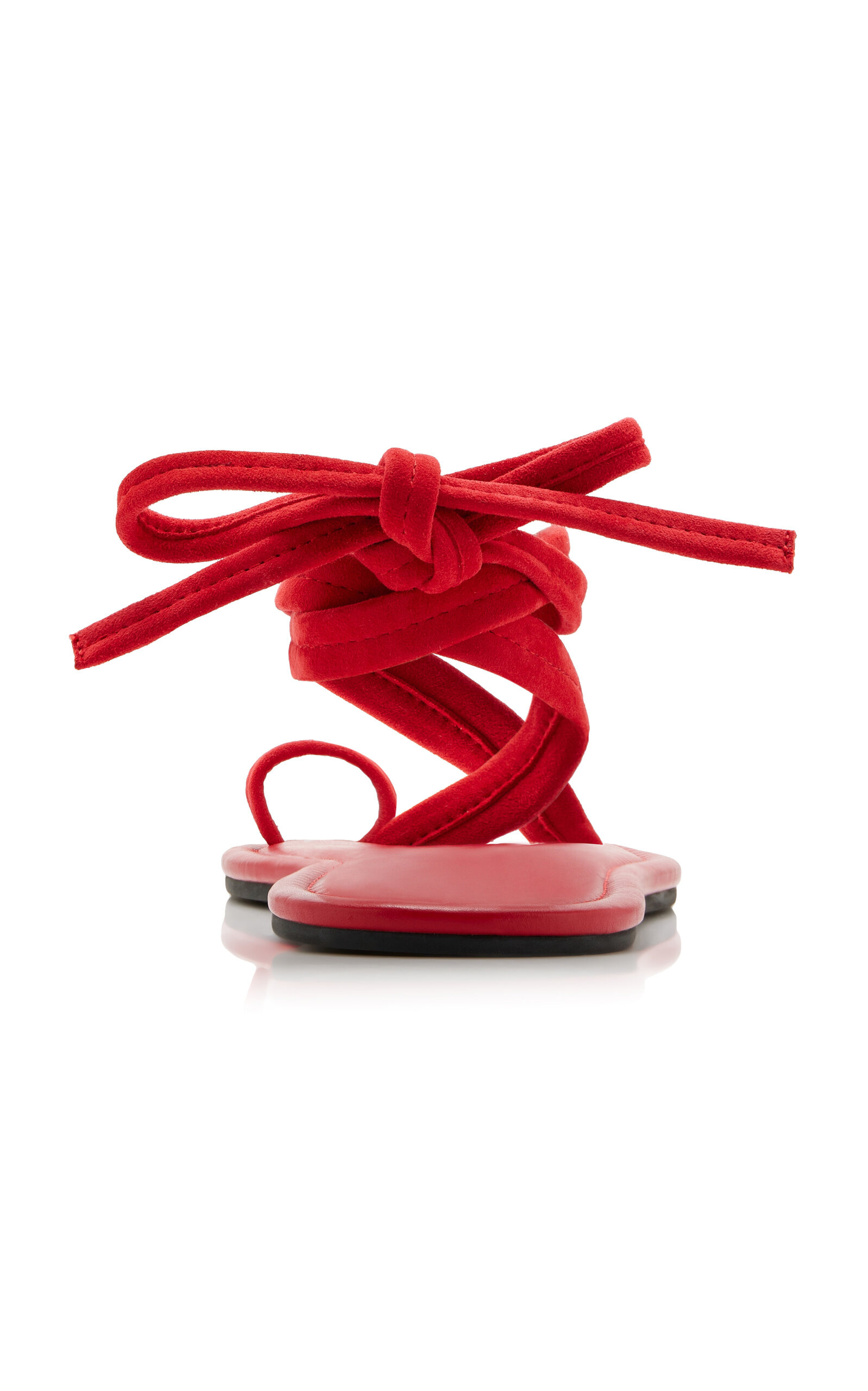 Lace-Up Leather Sandals red - 4