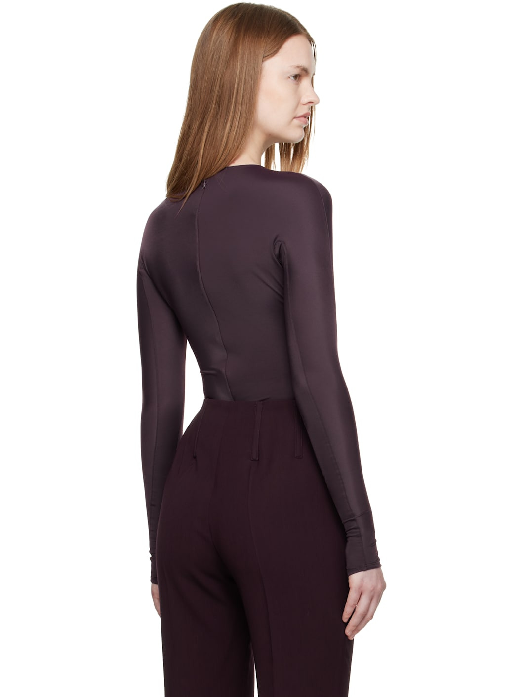 Burgundy Shoulder Logo Bodysuit - 3