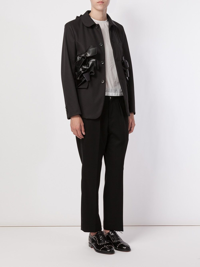 Comme Des Garçons bow appliqué round collar blazer outlook
