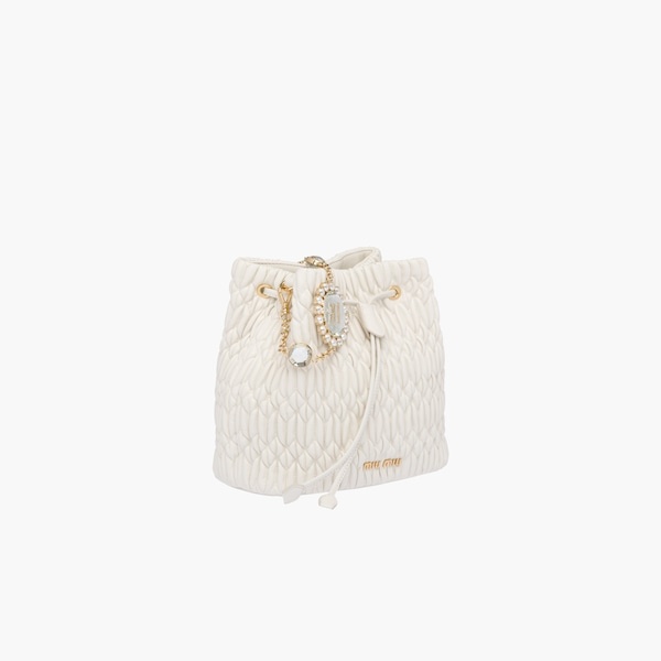 Miu Crystal Cloqué Nappa leather bucket bag - 6
