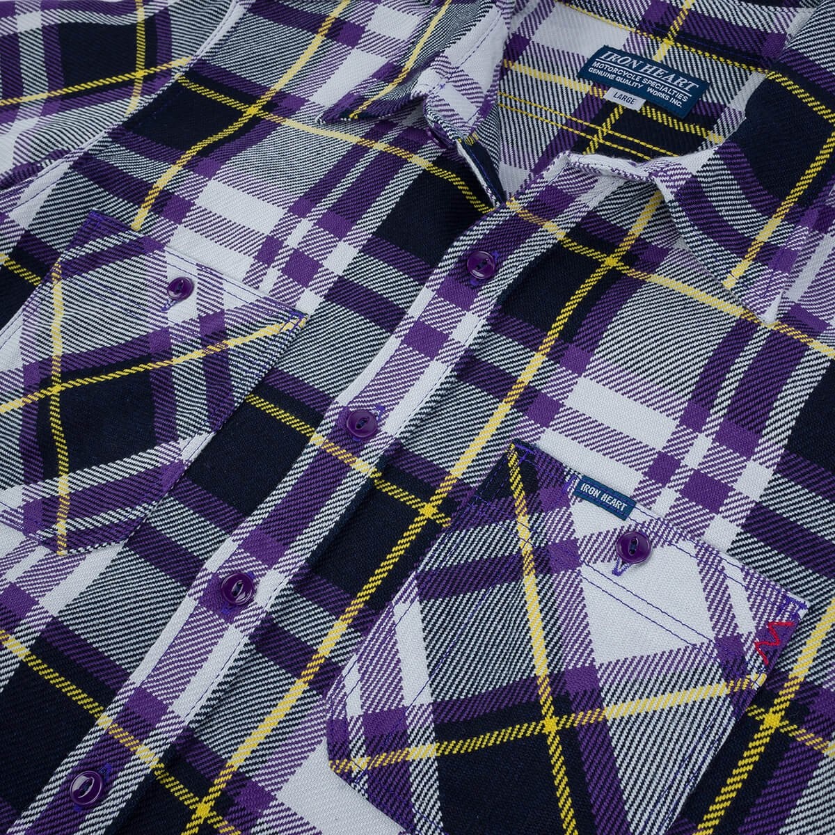 IHSH-382-PUR 9oz Selvedge American Check Work Shirt - Purple - 11