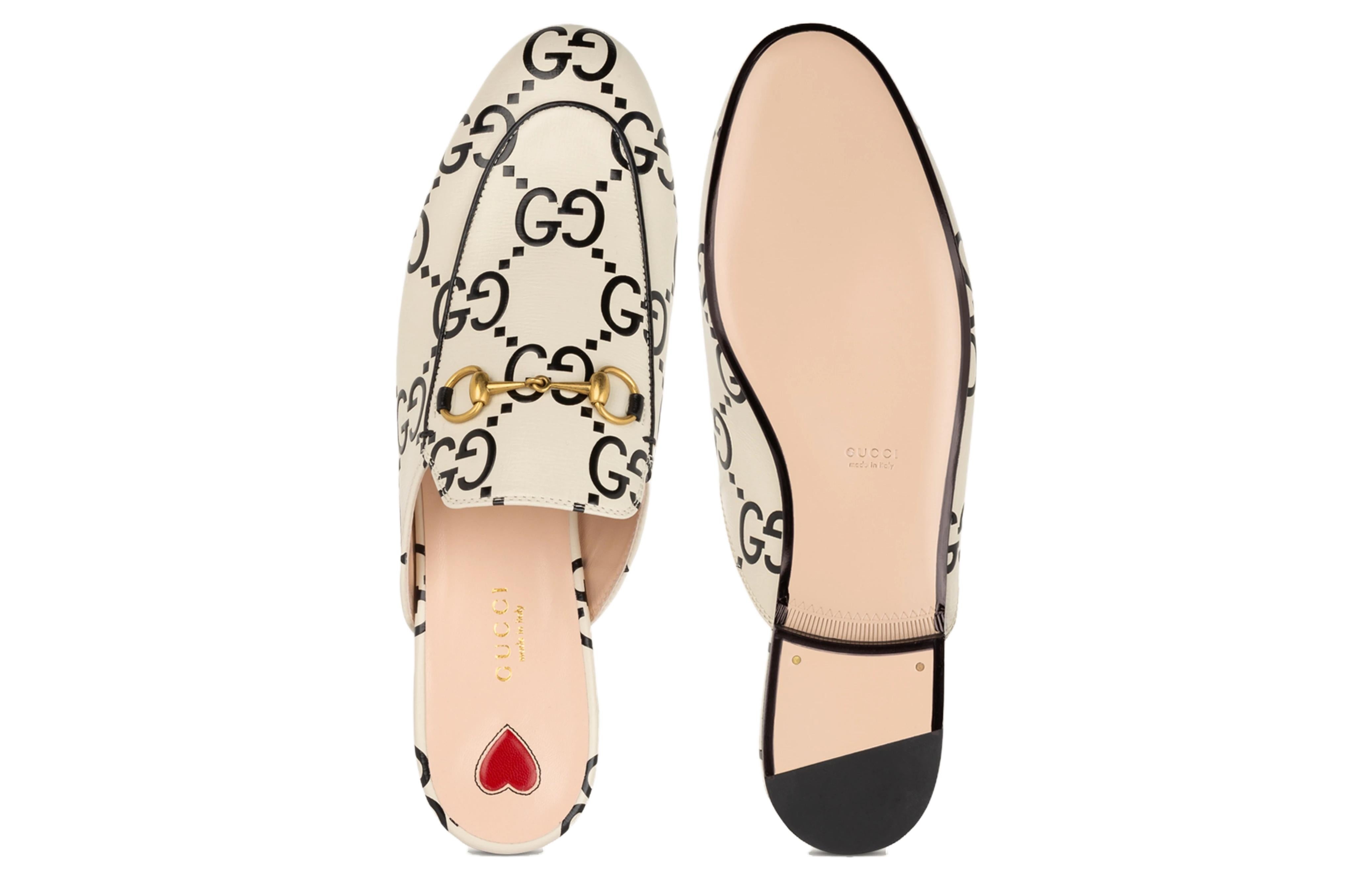 (WMNS) Gucci Princetown GG Debossed Leather Slipper 'Black Nerd' 557730-UGM30-9180 - 4