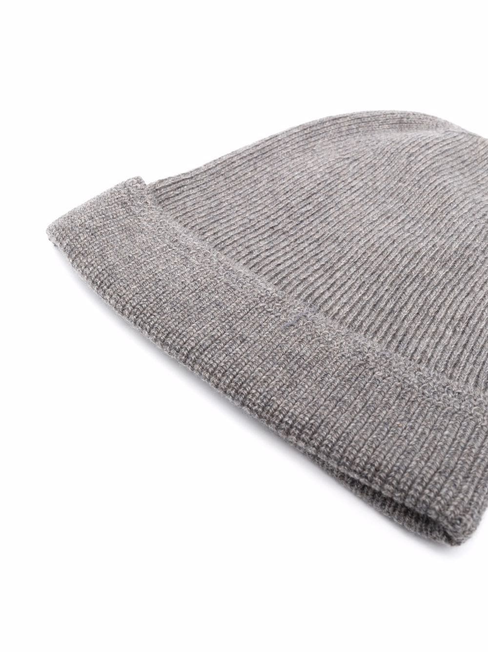 ribbed knit cashmere beanie - 2