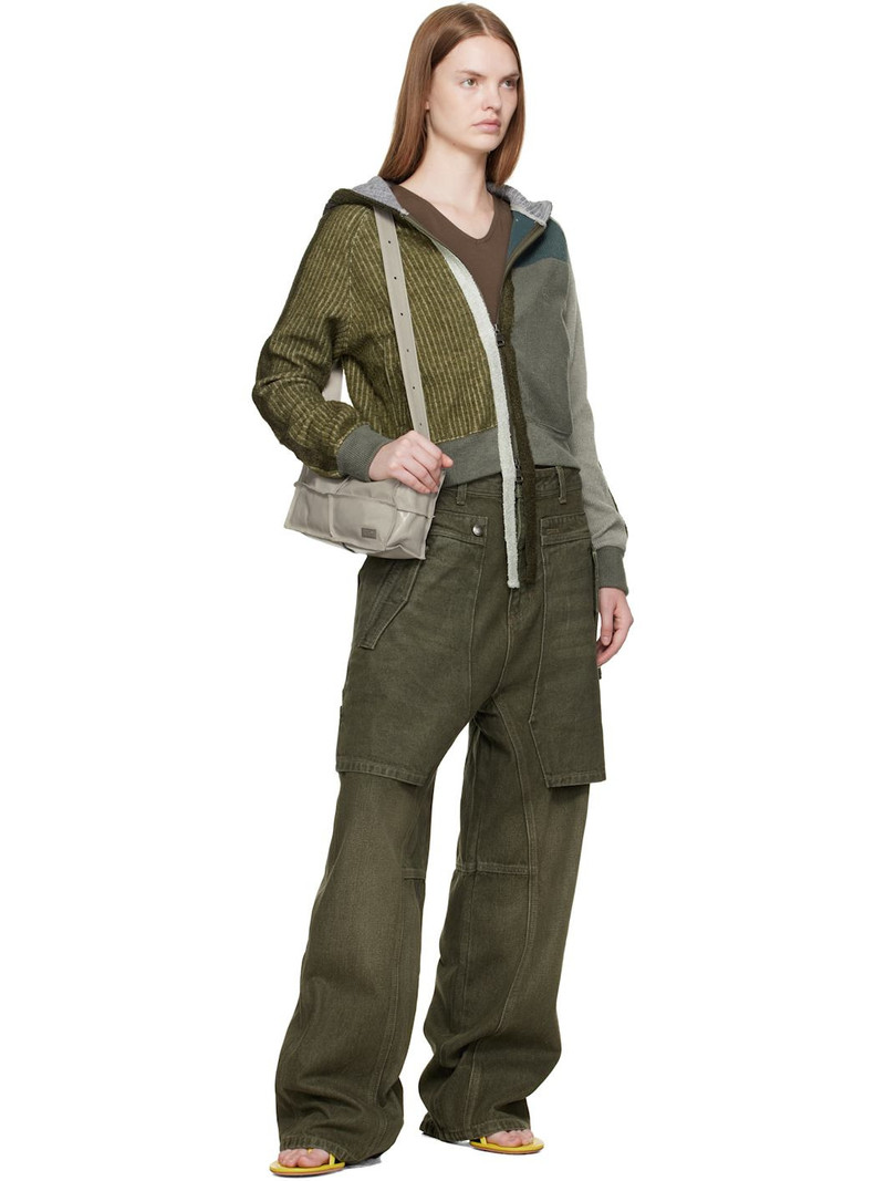 Andersson Bell Green Color Blocked Knit Zip Hoodie outlook