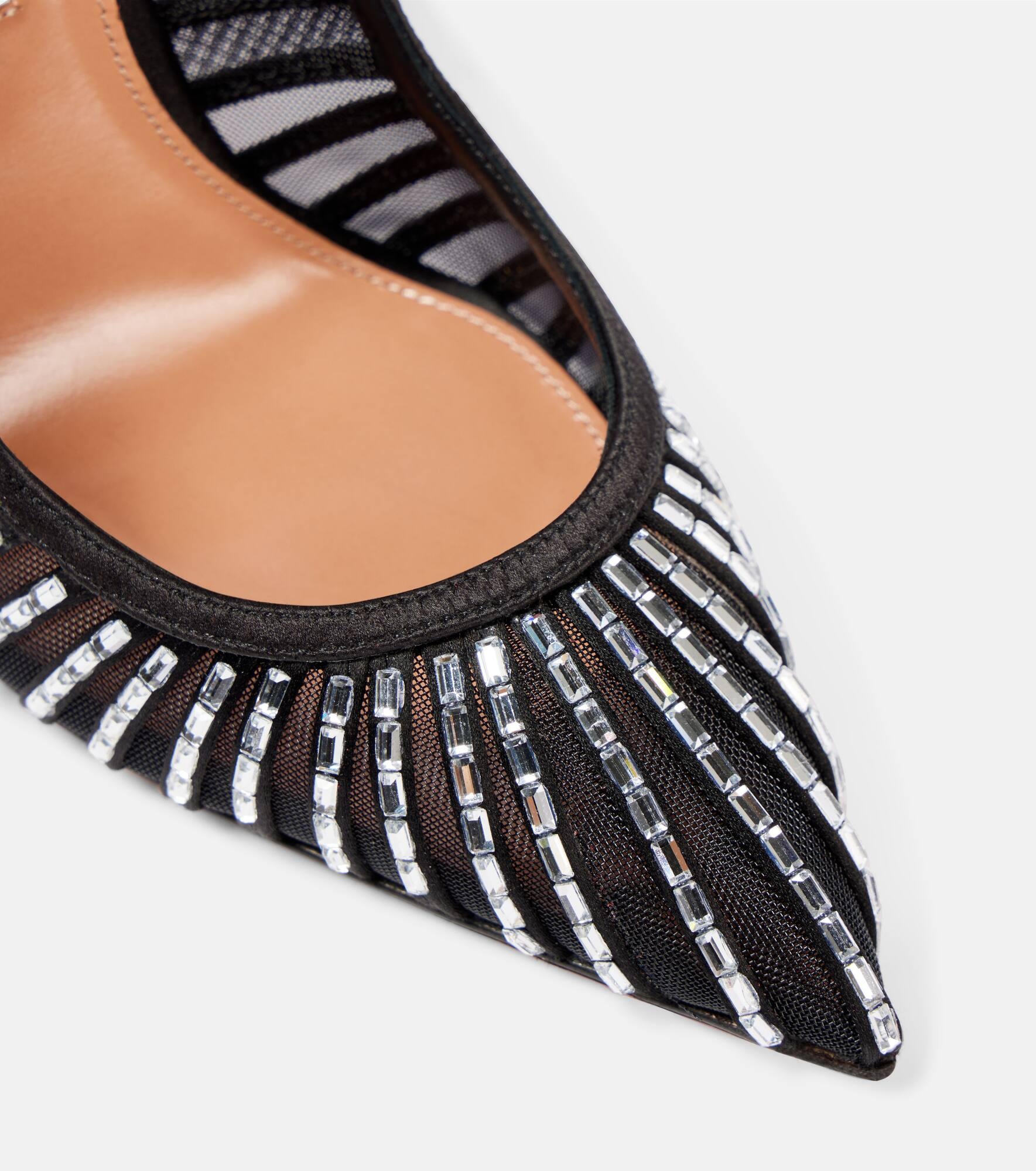 Passions Crystal 105 satin and mesh pumps - 5